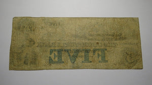$5 1853 Boston Massachusetts MA Obsolete Currency Bank Note Bill Cochituate Bank