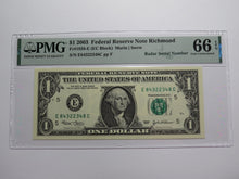 Load image into Gallery viewer, $1 2003 Radar Serial Number Federal Reserve Currency Bank Note Bill PMG UNC66EPQ