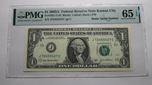 Load image into Gallery viewer, $1 2003 Radar Serial Number Federal Reserve Currency Bank Note Bill PMG UNC65EPQ