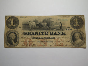 $1 1857 Voluntown Connecticut CT Obsolete Currency Bank Note Bill Granite Bank