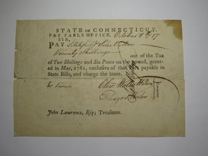 17__ 20 Shillings Connecticut Pay Table Colonial Currency Note Wolcott Wales
