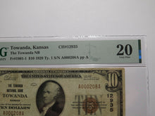 Load image into Gallery viewer, $10 1929 Towanda Kansas KS National Currency Bank Note Bill Ch. #12935 VF20 PMG