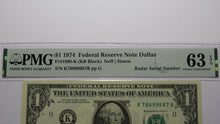 Load image into Gallery viewer, $1 1974 Radar Serial Number Federal Reserve Currency Bank Note Bill PMG UNC63EPQ