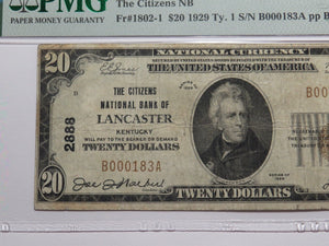 $20 1929 Lancaster Kentucky National Currency Bank Note Bill Ch. #2888 VF25 PMG