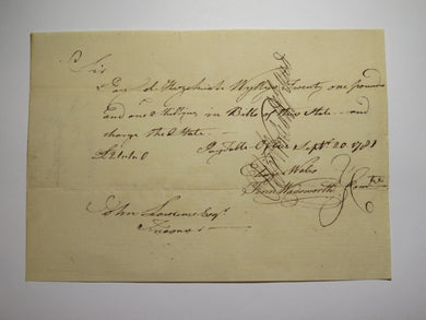 1781 Payment Certificate Written to Colonel Wyllys Colonial Currency Note USA