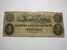 Load image into Gallery viewer, $5 1853 Charleston South Carolina Obsolete Currency Bank Note Farmers Exchange