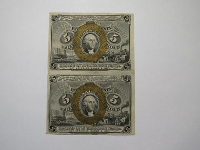 1863 $.05 Second Issue Uncut Pair Fractional Currency Obsolete Postage Note AU!