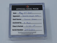 Load image into Gallery viewer, 2021 Connor Brown Ottawa Senators Game Used Goal Scored Puck -Nick Paul Assist