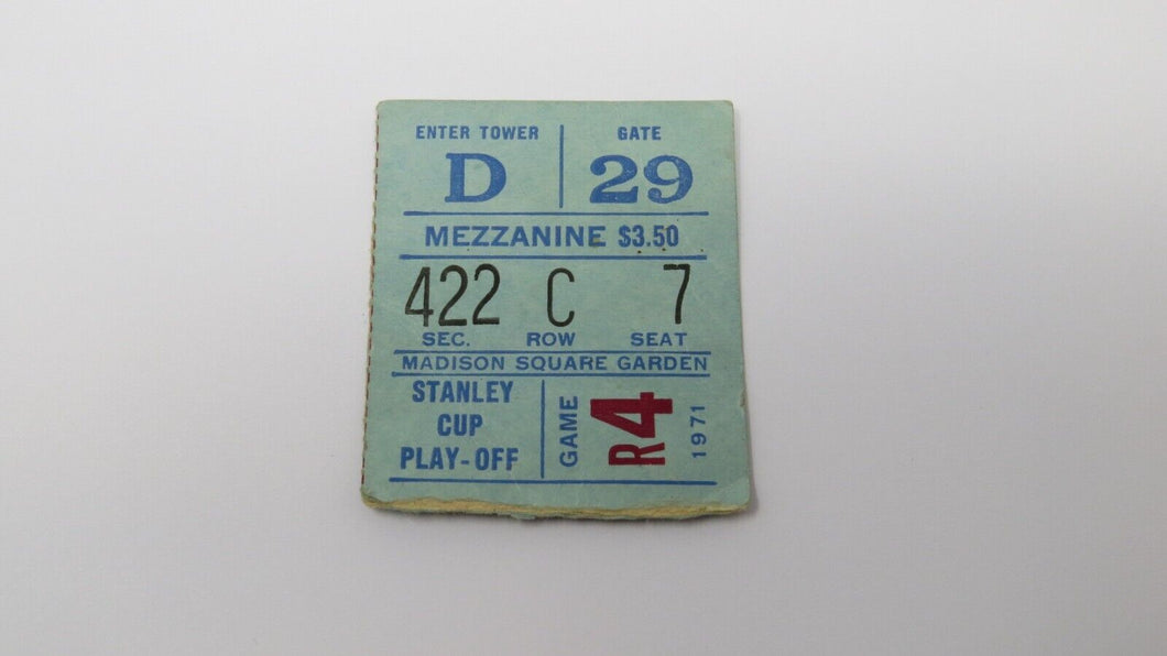 April 22, 1971 New York Rangers Vs Chicago Blackhawks Playoff Hockey Ticket Stub