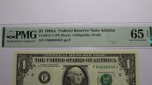 Load image into Gallery viewer, $1 1988 Near Solid Serial Number Federal Reserve Bank Note Bill UNC65 #66666646