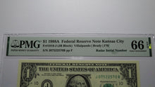 Load image into Gallery viewer, $1 1988 Radar Serial Number Federal Reserve Currency Bank Note Bill PMG UNC66EPQ
