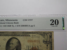 Load image into Gallery viewer, $10 1929 Mankato Minnesota MN National Currency Bank Note Bill #4727 VF20 PMG