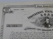 Load image into Gallery viewer, $100 1863 Confederate Bond Certificate Currency Bank Note Bill UNC 14&quot; X 9&quot;