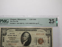 Load image into Gallery viewer, $10 1929 Cloquet Minnesota MN National Currency Bank Note Bill #5405 VF25 PMG