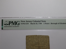 Load image into Gallery viewer, 1790 One Pence Newark New Jersey Colonial Currency Note Bill Elizabeth Borough