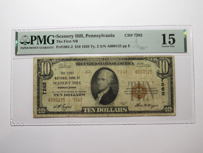 $10 1929 Scenery Hill Pennsylvania PA National Currency Bank Note Bill #7262 F15