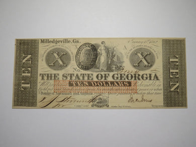 $10 1862 Milledgeville Georgia Obsolete Currency Bank Note Bill State of GA UNC+