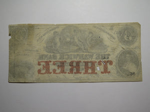 $3 1858 Providence Rhode Island RI Obsolete Currency Bank Note Bill Warwick Bank