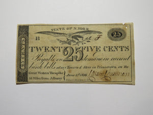 $.25 1816 Princetown New York Obsolete Currency Bank Note Bill Calvin Cheeseman