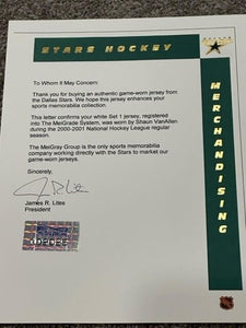 2000-01 Shaun Van Allen Dallas Stars Game Used Worn NHL Hockey Jersey! Hammered