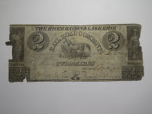 Load image into Gallery viewer, $2 1836 Monroe Michigan Obsolete Currency Bank Note Bill River Raisin Lake Erie