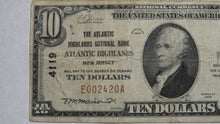 Load image into Gallery viewer, $10 1929 Atlantic Highlands New Jersey NJ National Currency Bank Note Bill #4119