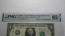 Load image into Gallery viewer, $1 2003 Repeater Serial Number Federal Reserve Currency Bank Note Bill PMG UNC65