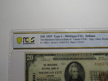 Load image into Gallery viewer, $20 1929 Michigan City Indiana National Currency Bank Note Bill #9381 VF25 PCGS