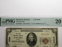 Load image into Gallery viewer, $20 1929 Barnard Kansas KS National Currency Bank Note Bill Ch #8396 VF20 PMG