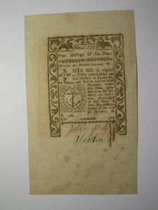 1786 Two Shillings Six Pence Rhode Island Colonial Currency Bank Note Bill NEW++