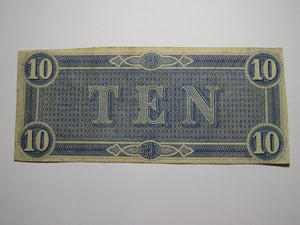 $10 1864 Richmond Virginia VA Confederate Currency Bank Note Bill RARE T68 VF