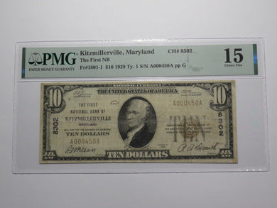 $10 1929 Kitzmillerville Maryland National Currency Bank Note Bill Ch. #8302 F15