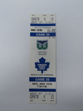 Load image into Gallery viewer, March 10, 1993 Hartford Whalers Vs Toronto Maple Leafs NHL Hockey Ticket Stub