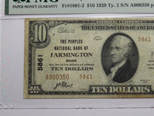 Load image into Gallery viewer, $10 1929 Farmington Maine ME National Currency Bank Note Bill Ch. #5861 VF25 PMG
