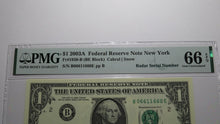 Load image into Gallery viewer, $1 2003 Radar Serial Number Federal Reserve Currency Bank Note Bill PMG UNC66EPQ