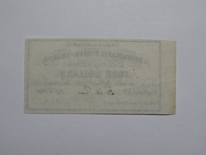 $4 1861 Confederate Bond Coupon Certificate Currency Bank Note Bill UNC