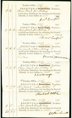1795 Connecticut Treasury Office Pay Table Uncut Sheet Colonial Currency Note