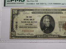 Load image into Gallery viewer, $20 1929 North Rose New York NY National Currency Bank Note Bill Ch. #10016 VF20
