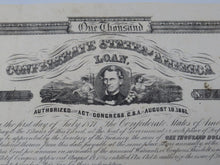 Load image into Gallery viewer, $1,000 1862 Confederate Bond Certificate Currency Bank Note Bill UNC 14&quot; X 9&quot;