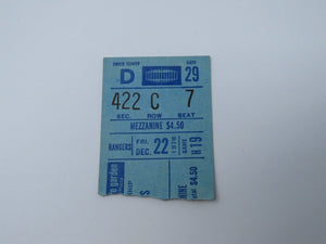 December 22, 1978 New York Rangers Vs. Detroit Red Wings NHL Hockey Ticket Stub