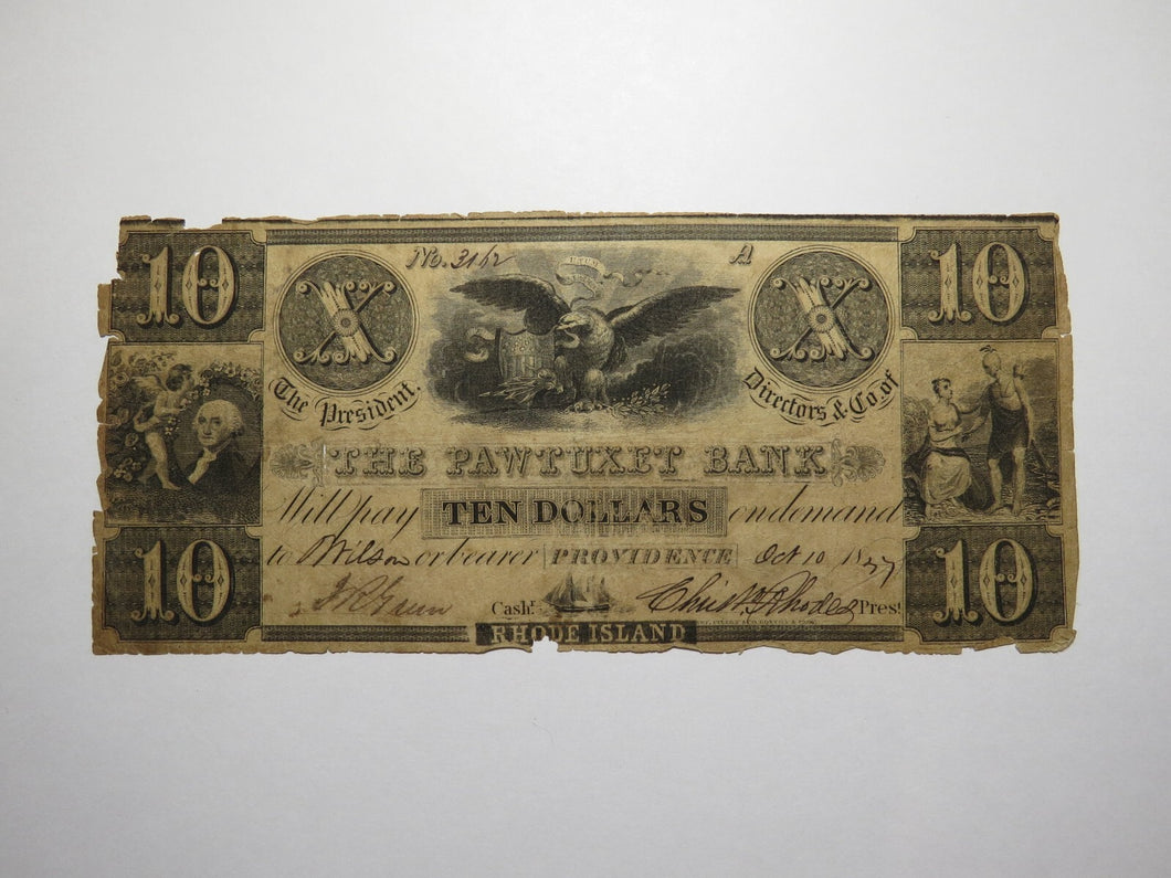 $10 1847 Providence Rhode Island RI Obsolete Currency Bank Note Bill Pawtuxet
