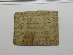 1790 One Pence Newark New Jersey Colonial Currency Note Bill Elizabeth Borough