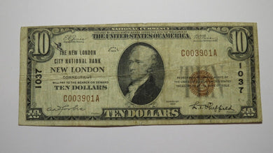 $10 1929 New London Connecticut CT National Currency Bank Note Bill Ch. #1037 VF