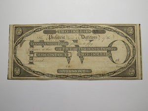 $2 18__ Woodstock Vermont VT Obsolete Currency Bank Note Bill Remainder UNC++