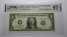 Load image into Gallery viewer, $1 2003 Radar Serial Number Federal Reserve Currency Bank Note Bill PMG UNC67EPQ