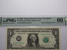 Load image into Gallery viewer, $1 2003 Radar Serial Number Federal Reserve Currency Bank Note Bill PMG UNC66EPQ