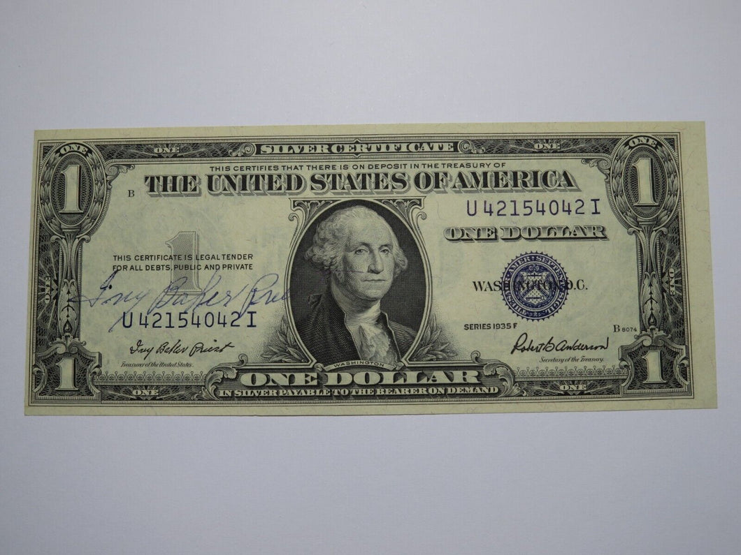 $1 1935 Ivy Baker Priest Courtesy Autographed Signed Silver Certificate UNC+