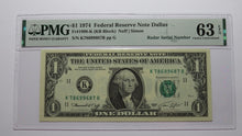 Load image into Gallery viewer, $1 1974 Radar Serial Number Federal Reserve Currency Bank Note Bill PMG UNC63EPQ