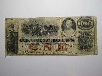 $1 1861 Charleston South Carolina SC Obsolete Currency Bank Note Bill Bank of SC