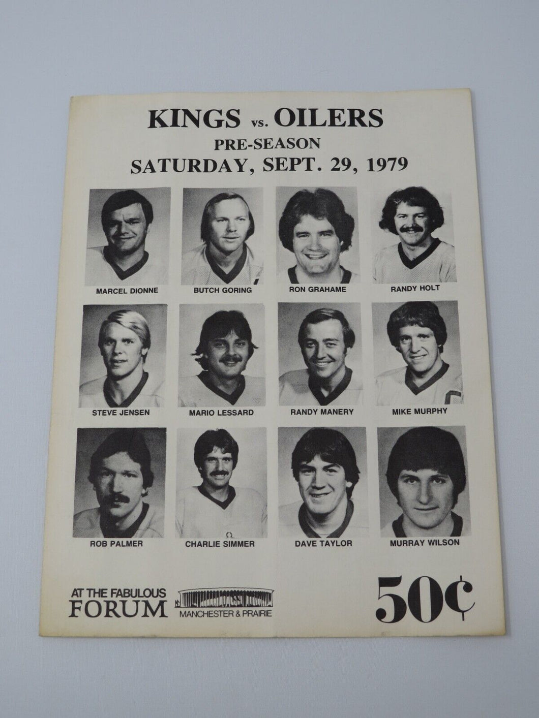 1979 Wayne Gretzky 4th NHL Game Edmonton Oilers Vs. LA Kings Game Program Debut